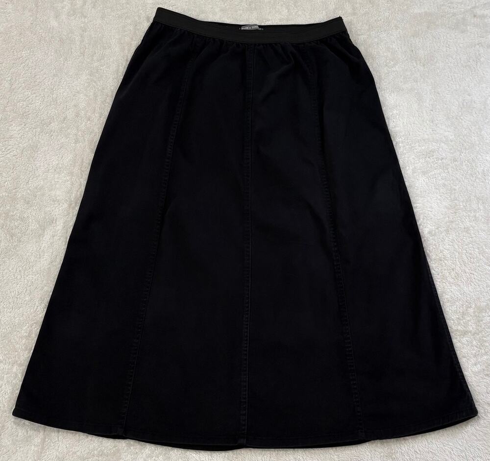 Jessica London Womens 18W Black Long A Line Maxi Skirt Stretch Cotton Plus Size